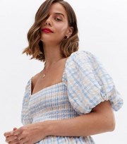 New Look Maternity White Check Seersucker Puff Sleeve Blouse